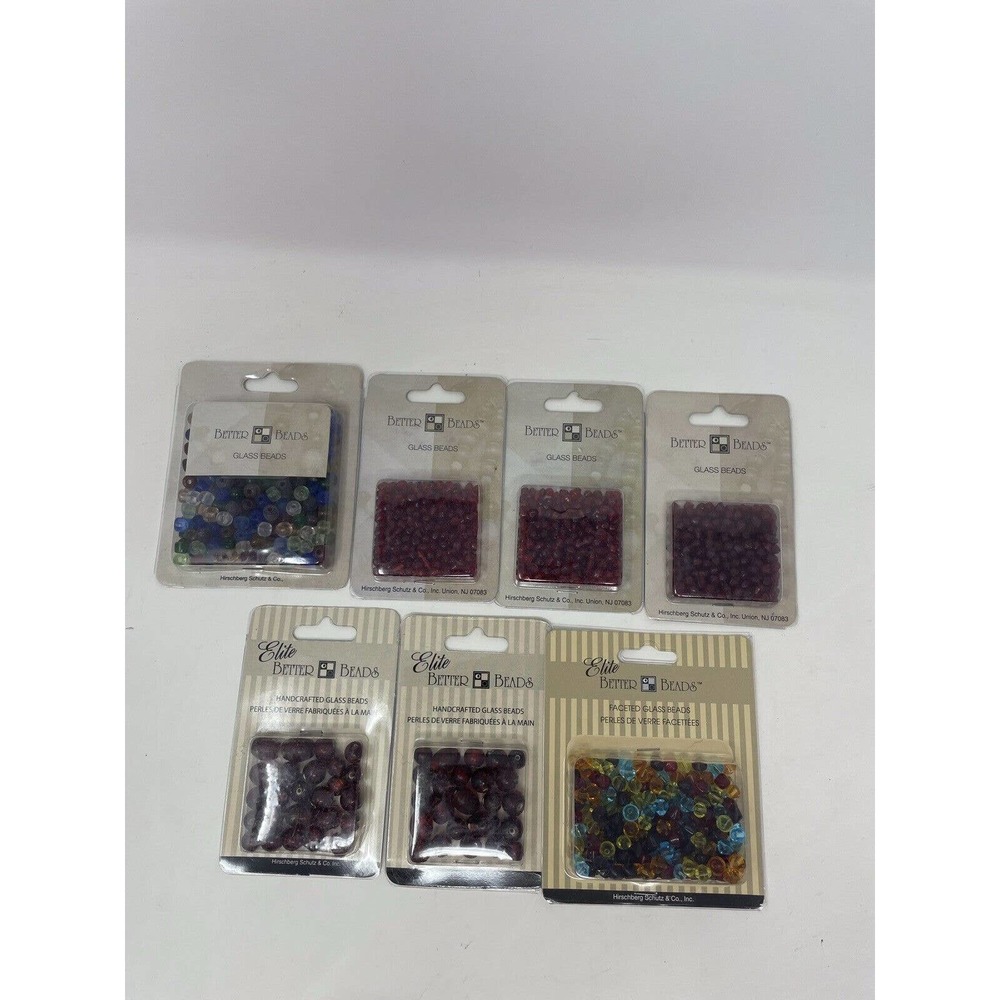 7 NEW Elite Better Glass Beads 1 Multi Colored 3 Red 1 Faceted Multi 2 Red Lg